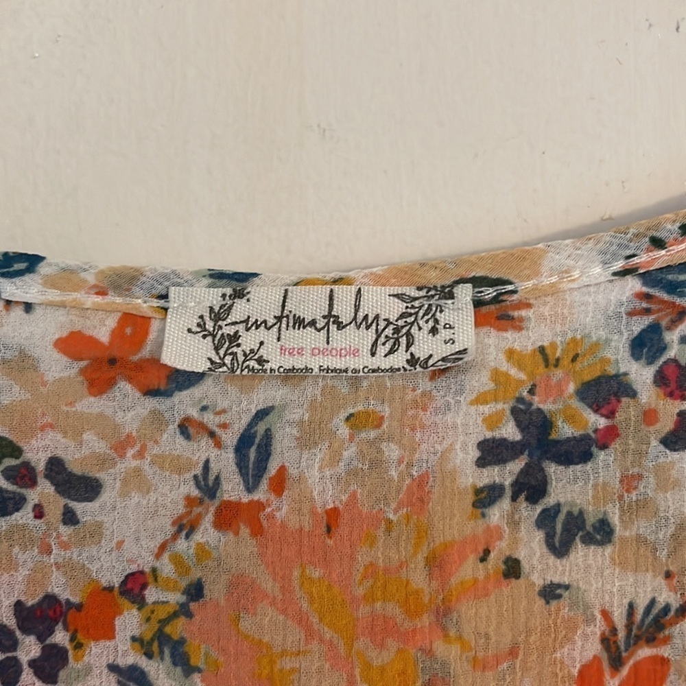 Free People Ivory And Coral Say It To Me Floral Body Suit - Picture 16 of 17